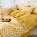 GobekUsa 4-Piece Geometric Floral Quilt Cover Set for 1.5/1.8/2M Beds