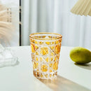 Geometric red green & amber heavy whiskey glass dining room tumbler by Decorbites