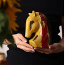 GobekUsa Geometric Horse Head Ceramic Vase & Animal Statue Home Decor