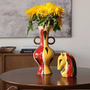 GobekUsa Geometric Horse Head Ceramic Vase & Animal Statue Home Decor