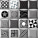 Geometric star print black & white pillow cover living room decor by Decorbites