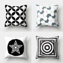 Geometric star print black & white pillow cover living room decor by Decorbites