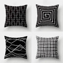Geometric star print black & white pillow cover living room decor by Decorbites