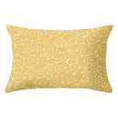 Geometric striped curved rectangle pillows yellow & teal living room by Decorbites