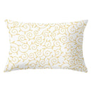 Geometric striped curved rectangle pillows yellow & teal living room by Decorbites