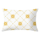 Geometric striped curved rectangle pillows yellow & teal living room by Decorbites