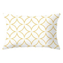 Geometric striped curved rectangle pillows yellow & teal living room by Decorbites