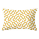 Geometric striped curved rectangle pillows yellow & teal living room by Decorbites
