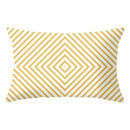 Geometric striped curved rectangle pillows yellow & teal living room by Decorbites