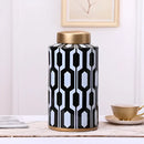 GobekUsa Geometric Stripes Ceramic Vase Home Decor Storage Tank Living Room Table