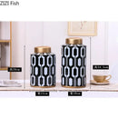 GobekUsa Geometric Stripes Ceramic Vase Home Decor Storage Tank Living Room Table