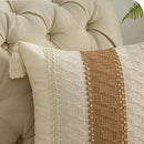 Geometric tassel cushion cover cream & black living room decor by Decorbites