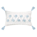 Geometric tassel tufted light blue & white star pillow covers living room by Decorbites