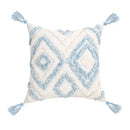 Geometric tassel tufted light blue & white star pillow covers living room by Decorbites