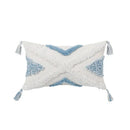 Geometric tassel tufted light blue & white star pillow covers living room by Decorbites