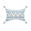 Geometric tassel tufted light blue & white star pillow covers living room by Decorbites