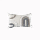 Geometric tufted beige & cream cushion cover living room tassel trim by Decorbites