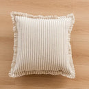 Geometric tufted beige & cream cushion cover living room tassel trim by Decorbites