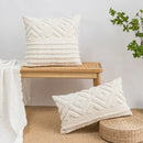 Geometric tufted cream & gold pillow covers living room decor by Decorbites
