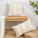 Geometric tufted cream & gold pillow covers living room decor by Decorbites