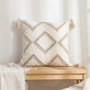 Geometric tufted cream & gold pillow covers living room decor by Decorbites