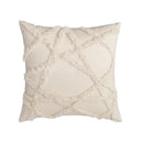 Geometric tufted fringed cushion cover cream living room pillow by Decorbites