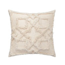 Geometric tufted fringed cushion cover cream living room pillow by Decorbites