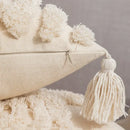Geometric tufted fringed cushion cover cream living room pillow by Decorbites