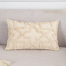 Geometric tufted fringed cushion cover cream living room pillow by Decorbites