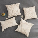 Geometric tufted fringed cushion cover cream living room pillow by Decorbites