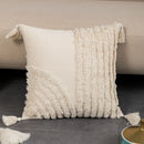 Geometric tufted fringed cushion cover cream living room pillow by Decorbites