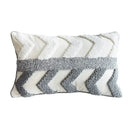 Geometric tufted navy & white cushion cover living room tassel decor by Decorbites