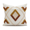 Geometric tufted plush cushion cover mustard & white living room decor by Decorbites