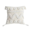 Geometric tufted tassel cushion cover beige & gray living room decor by Decorbites