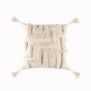 Geometric tufted tassel cushion cover beige & gray living room decor by Decorbites