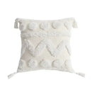 Geometric tufted tassel cushion cover beige & gray living room decor by Decorbites