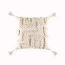 Geometric tufted tassel cushion cover beige & gray living room decor by Decorbites