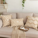 Geometric tufted tassel pillowcases beige cotton linen living room decor by Decorbites
