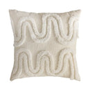 Geometric waves tufted cream pillow covers bedroom textured fringe by Decorbites