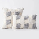 Geometric waves tufted cream pillow covers bedroom textured fringe by Decorbites
