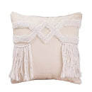 Geometric waves tufted cream pillow covers bedroom textured fringe by Decorbites