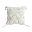 Geometric waves tufted cream pillow covers bedroom textured fringe by Decorbites