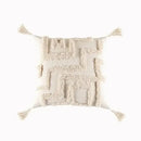 Geometric waves tufted cream pillow covers bedroom textured fringe by Decorbites