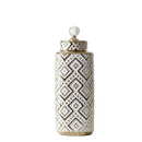 GobekUsa Geometric Golden Relief Decorative Jar - Ceramic Crystal Vase Storage Jar