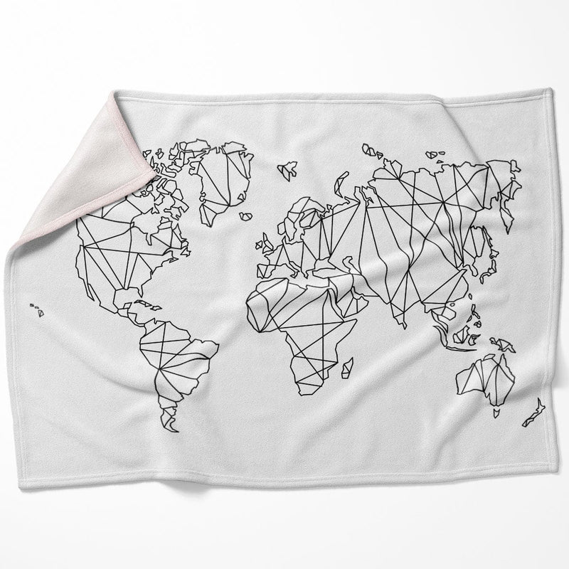 Geometric World Map Blanket