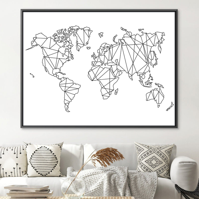 Geometric World Map Canvas