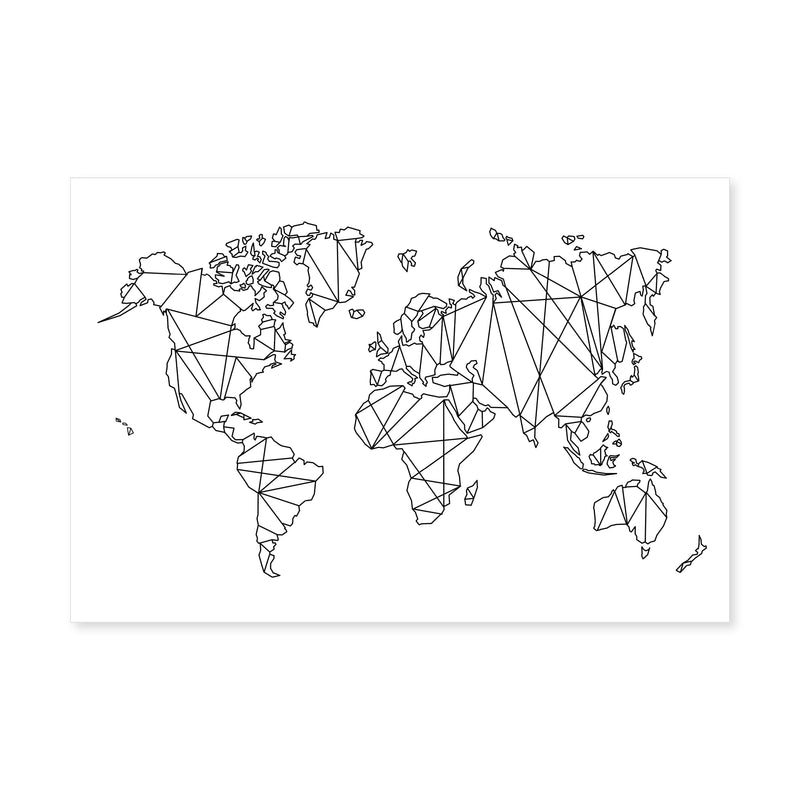 Geometric World Map Canvas