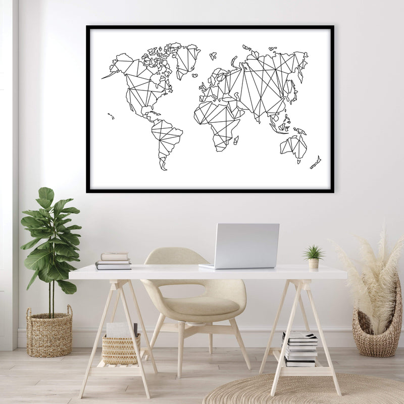 Geometric World Map Canvas