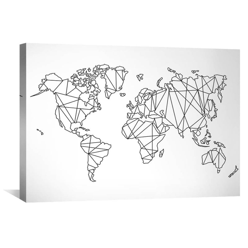 Geometric World Map Canvas