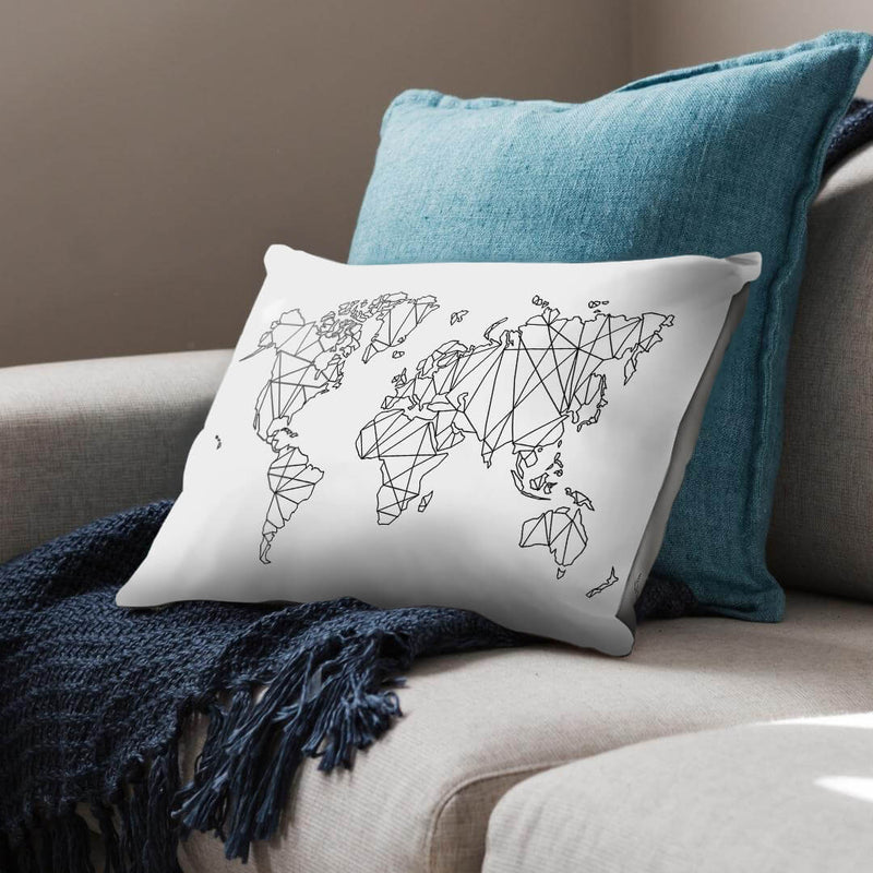 Geometric World Map Cushion